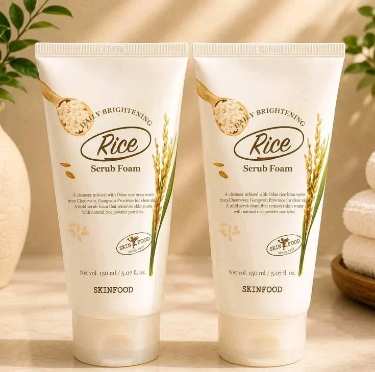 Skinfood Rice Daily Brightening Scrub Foam 150ml - Exfoliating & Radiance Cleanser