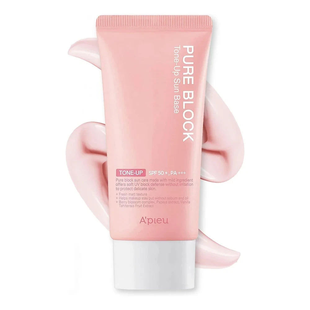 A'pieu Pure Block Tone-Up Sunscreen Base SPF50+ PA+++ 50ml - Brightening Makeup Base & Reef-Safe Sunscreen