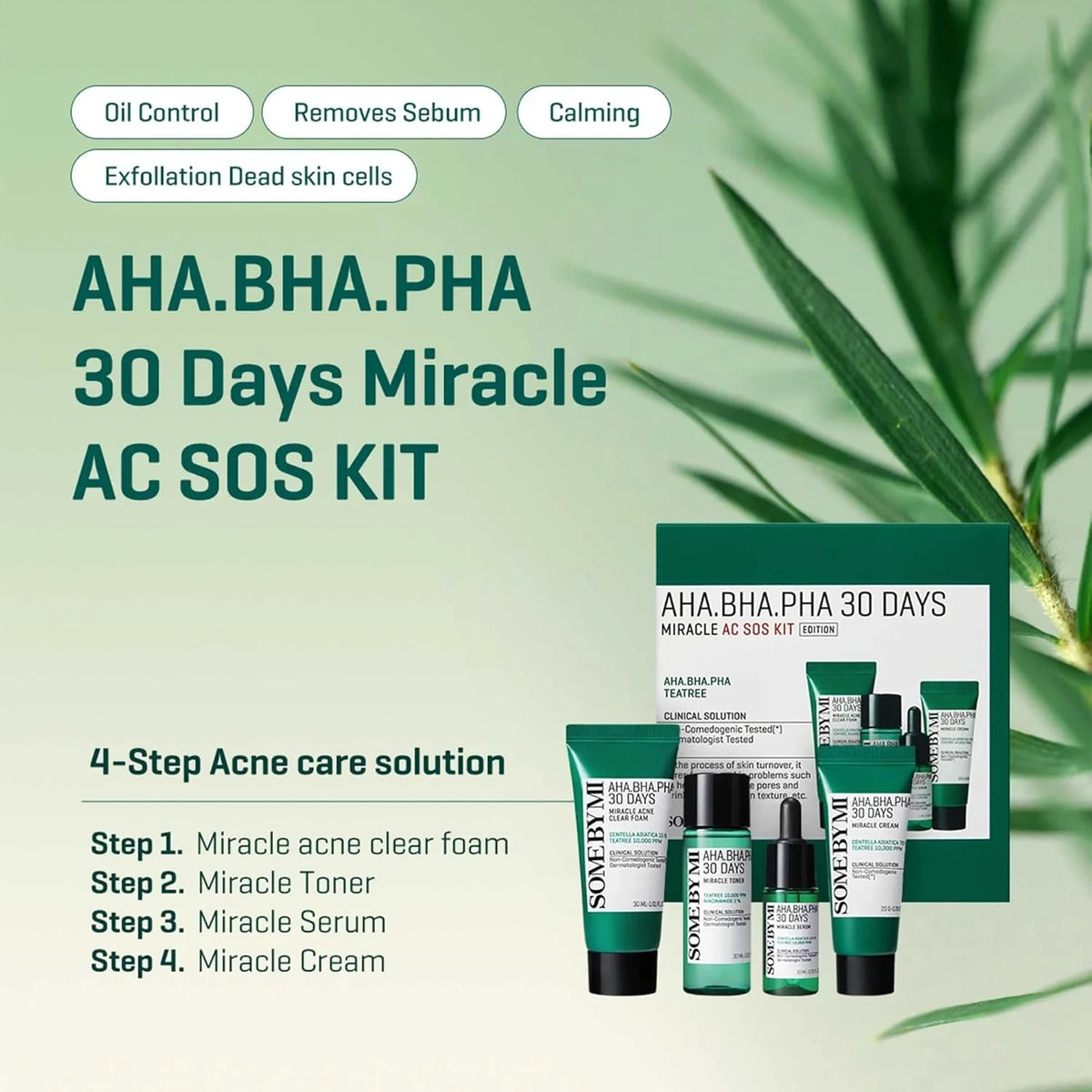 Some By Mi AHA BHA PHA 30 Days Miracle AC SOS Kit (4 Items) - Anti-Acne & Clear Skin Travel Starter Set