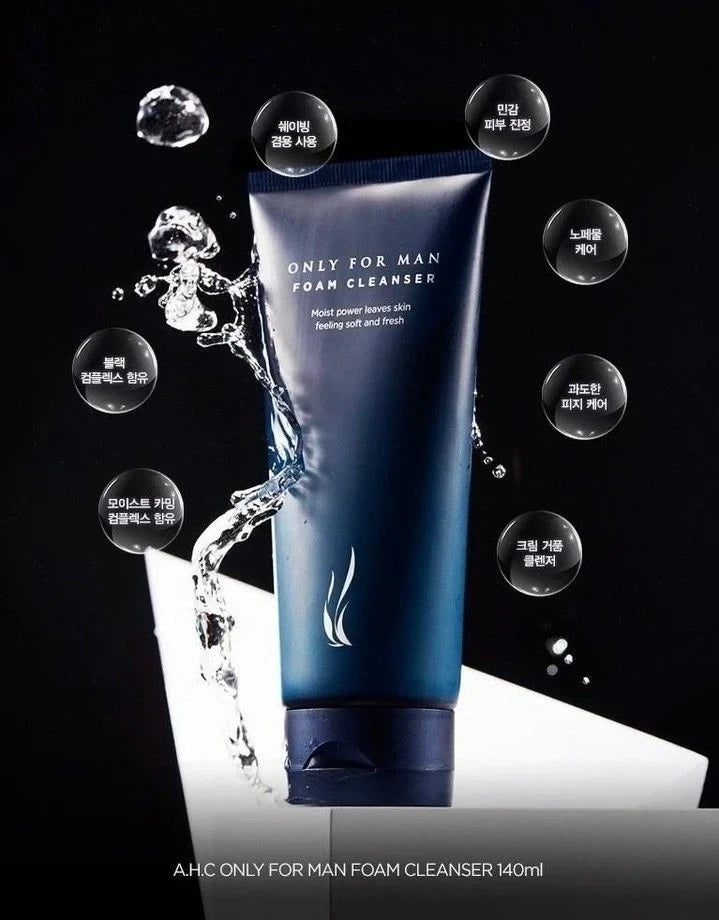 AHC Homme Only For Man EX Foam Cleanser 180ml - Refreshing & Deep Cleansing Men's Face Wash