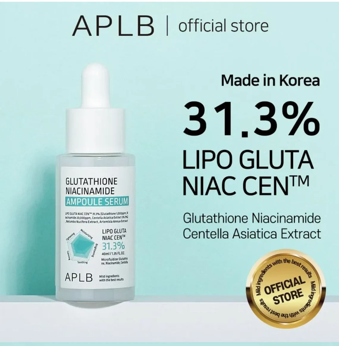 APLB Glutathione Niacinamide Ampoule - Advanced Brightening & Anti-Dark Spot Serum