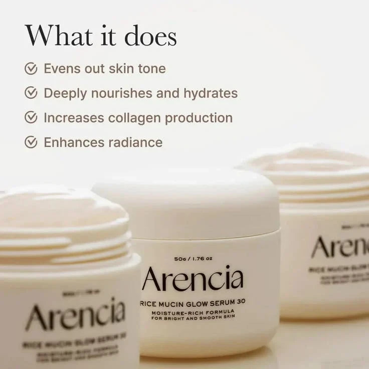 Arencia Rice Mucin Glow Serum 30ml - Deep Hydration & Radiant Glass Skin