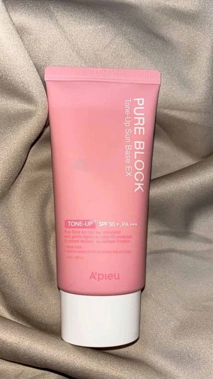 A'pieu Pure Block Tone-Up Sunscreen Base SPF50+ PA+++ 50ml - Brightening Makeup Base & Reef-Safe Sunscreen