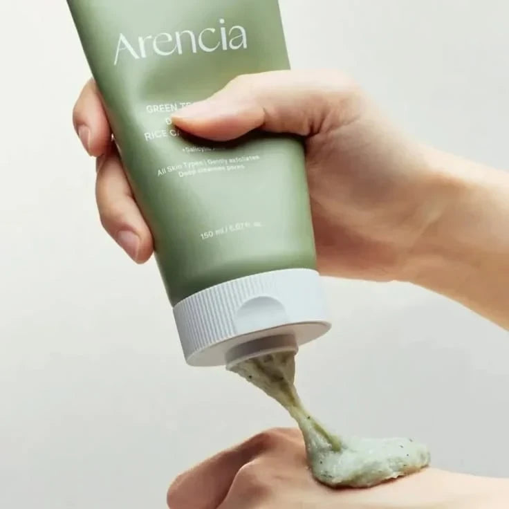 Arencia Green Tea + LHA Deep Pore Rice Cake Cleanser - Exfoliating Face Wash