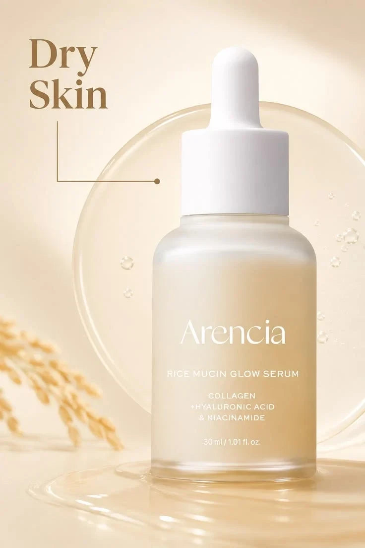 Arencia Rice Mucin Glow Serum - Collagen, Hyaluronic Acid & Niacinamide (1.01 fl oz)