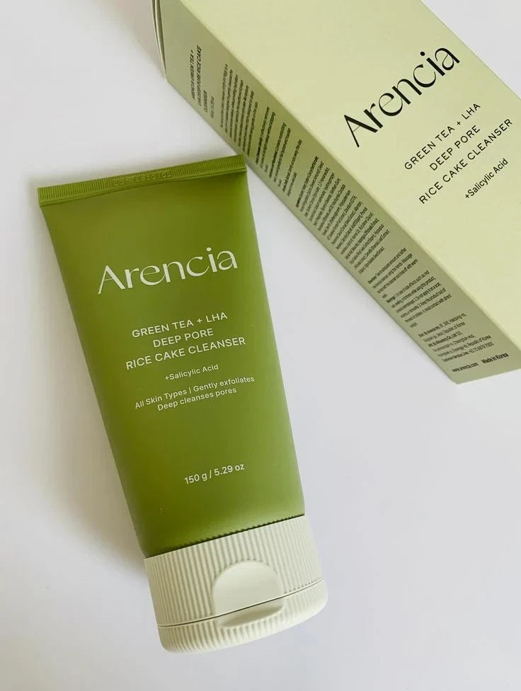 Arencia Green Tea + LHA Deep Pore Rice Cake Cleanser - Exfoliating Face Wash