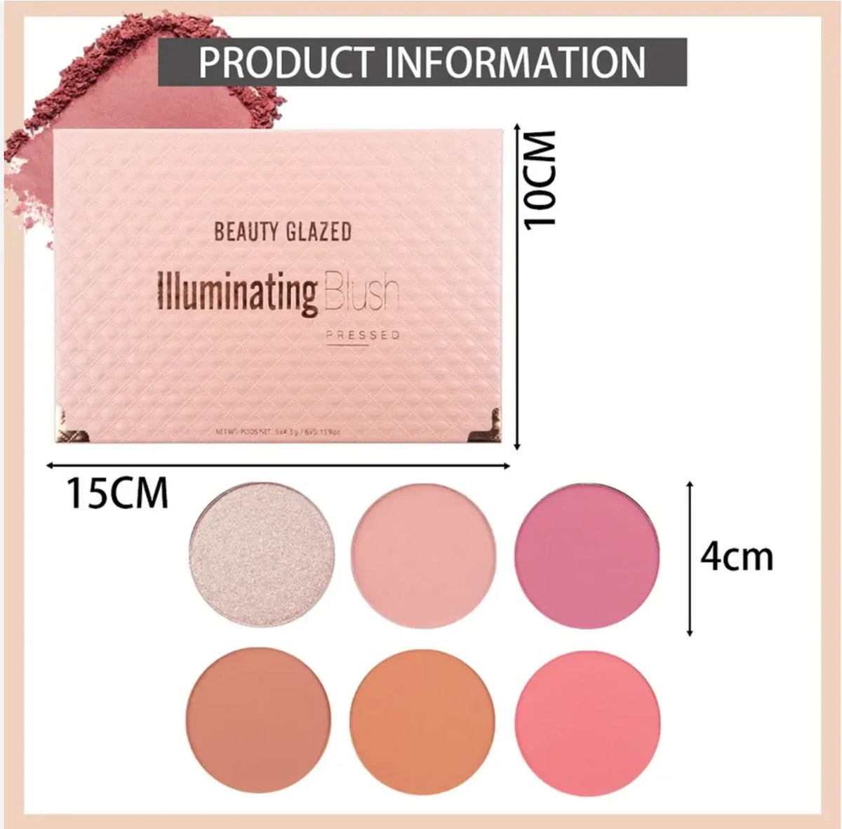 Beauty Glazed 6 Colors Blush Palette B109B - Highly Pigmented Face Contour & Blusher