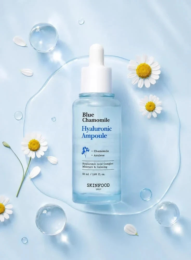 Skinfood Blue Chamomile Hyaluronic Ampoule - Soothing & Hydrating Facial Serum