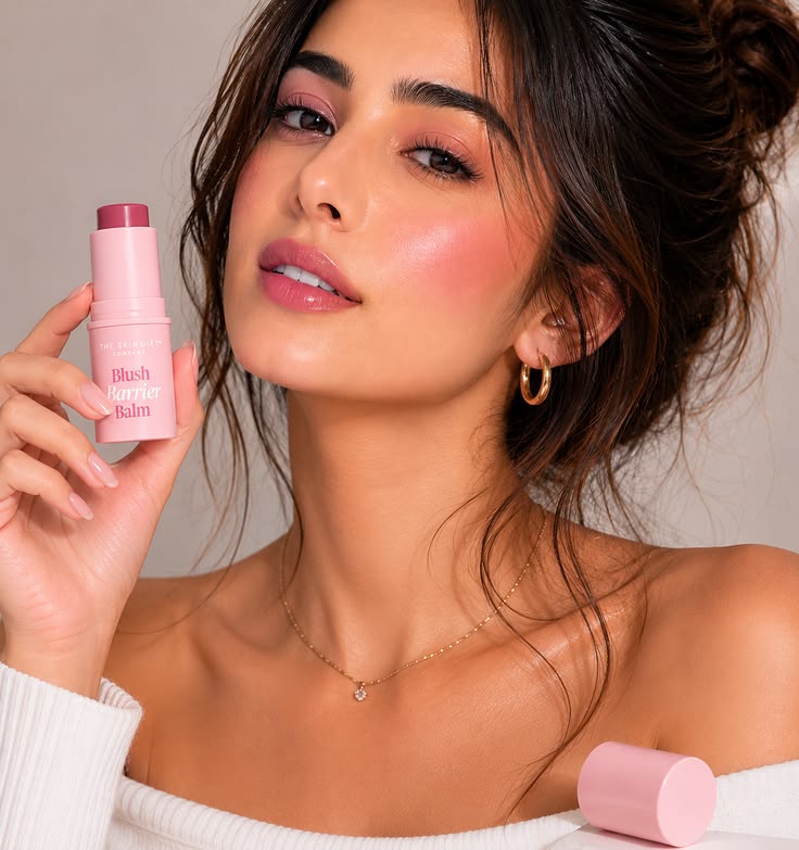 Beauty Glazed Soft Glow Radiance Cream Blush Stick (101 Sky Pink) - Long-Lasting Blendable Matte & Dewy Makeup Balm