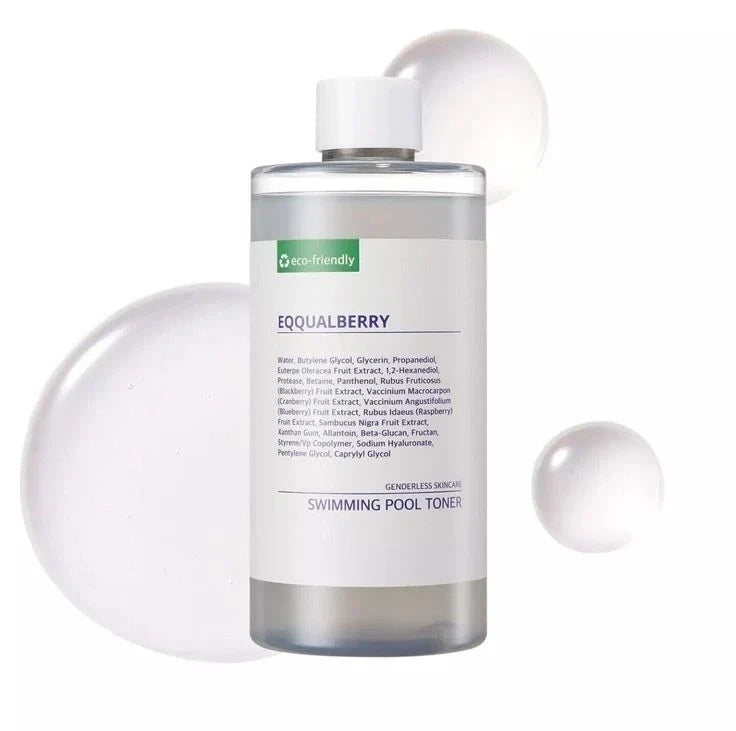 EQQUALBERRY Swimming Pool Toner 300ml - Deeply Hydrating & Gentle Exfoliating Facial Toner