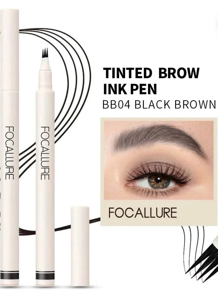 Focallure Tinted Brow Ink Pen 1 Dark Grey - Long Lasting Waterproof Eyebrow Pencil