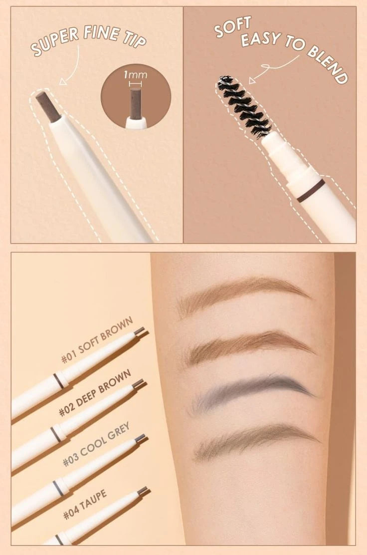 Focallure Tinted Brow Ink Pen 1 Dark Grey - Long Lasting Waterproof Eyebrow Pencil