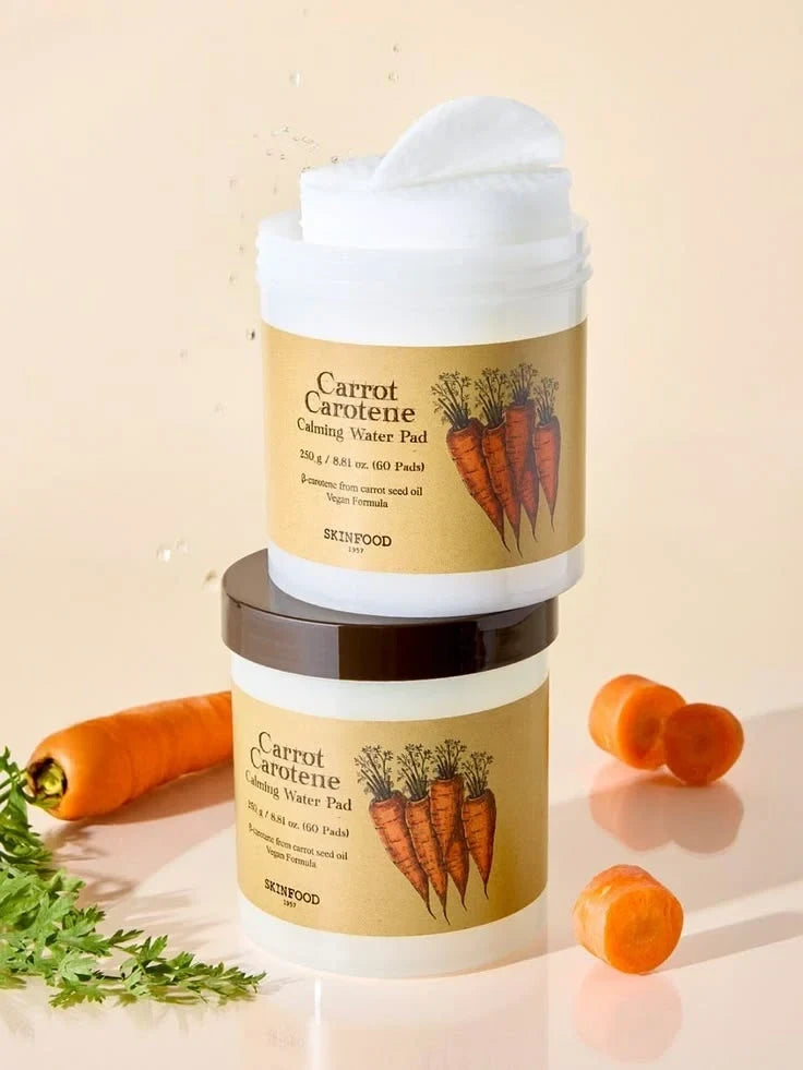 Skinfood Carrot Carotene Calming Water Pad 60 Sheets - Intensive Soothing & Hydrating Toner Pads