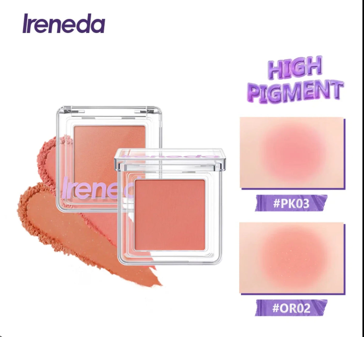 Ireneda Pink Series Matte Crush Powder Blusher - Highly Pigmented Velvet Matte Blush