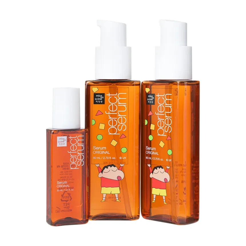Mise En Scene Perfect Serum Set (Crayon Shin-Chan Edition) - Best Repair Serum Duo for Damaged & Frizzy Hair