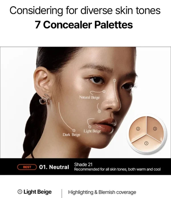 TFIT Cover Up Pro Concealer Palette 04 Dark - Full Coverage Korean Concealer for Tanned Skin