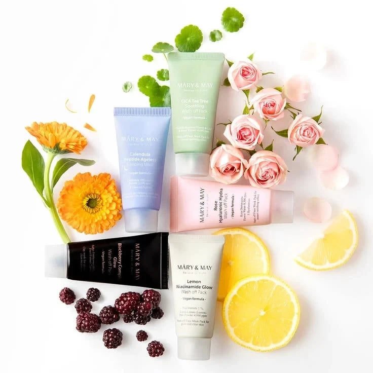 Mary & May Vegan Wash Off Mask Mini Gift Set - Premium Clay Mask Trio