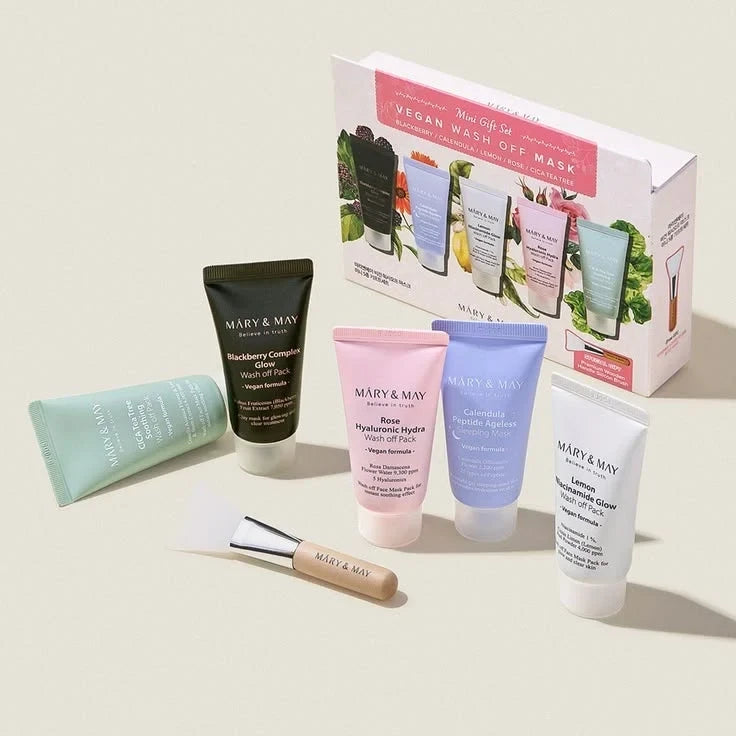 Mary & May Vegan Wash Off Mask Mini Gift Set - Premium Clay Mask Trio