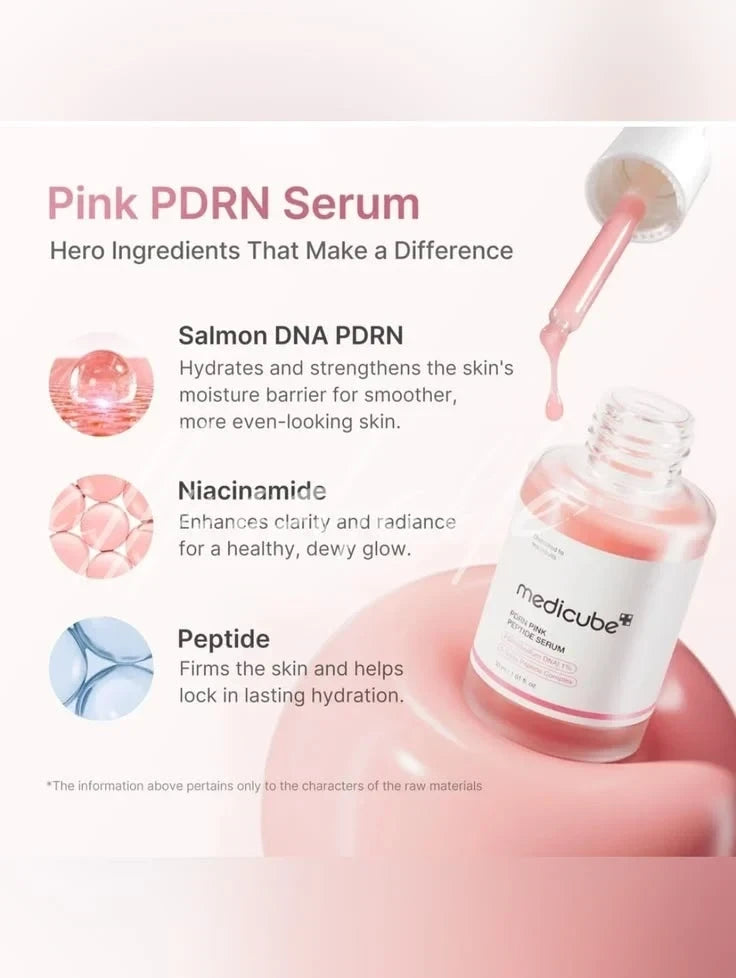 Medicube PDRN Pink Peptide Serum 30ml - Advanced Skin Elasticity & Deep Radiance Serum