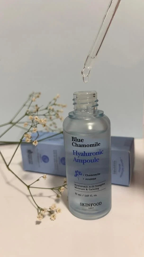 Skinfood Blue Chamomile Hyaluronic Ampoule - Soothing & Hydrating Facial Serum