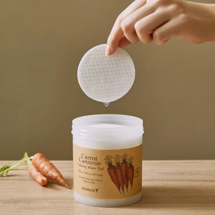 Skinfood Carrot Carotene Calming Water Pad 60 Sheets - Intensive Soothing & Hydrating Toner Pads