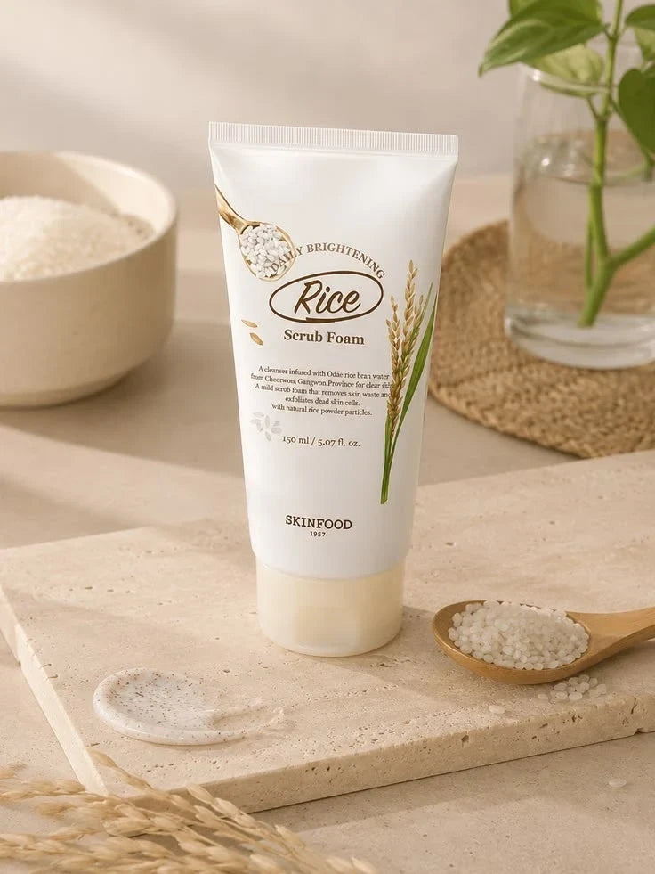 Skinfood Rice Daily Brightening Scrub Foam 150ml - Exfoliating & Radiance Cleanser