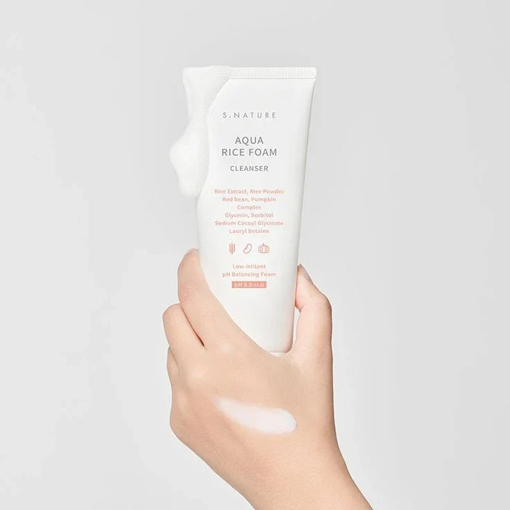 S.Nature Aqua Rice Foam Cleanser - Brightening & Hydrating Daily Face Wash
