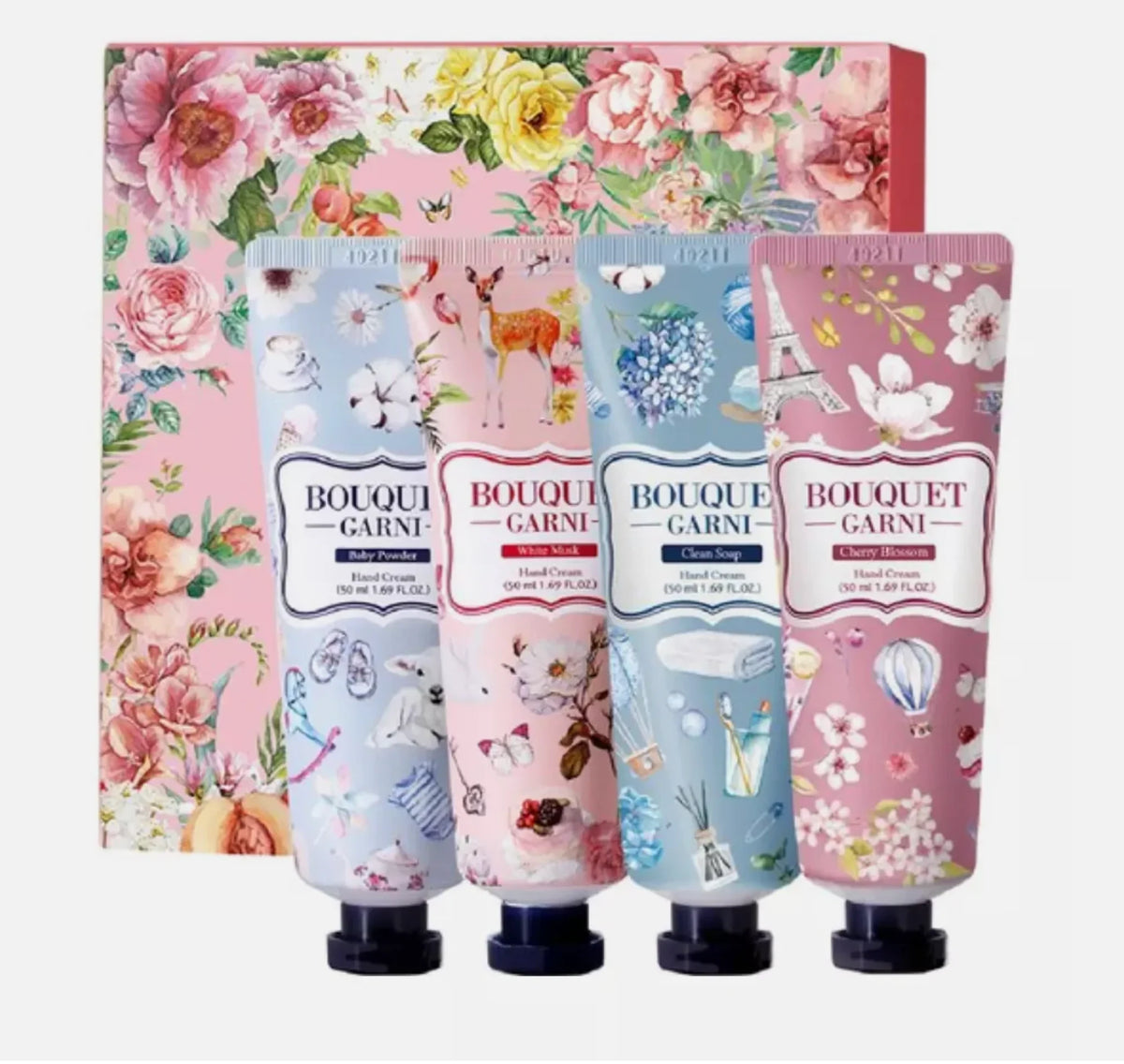 Bouquet Garni Fragranced Hand Cream Set (4 Packs) - Deeply Moisturizing & Long-Lasting Scented Hand Cream