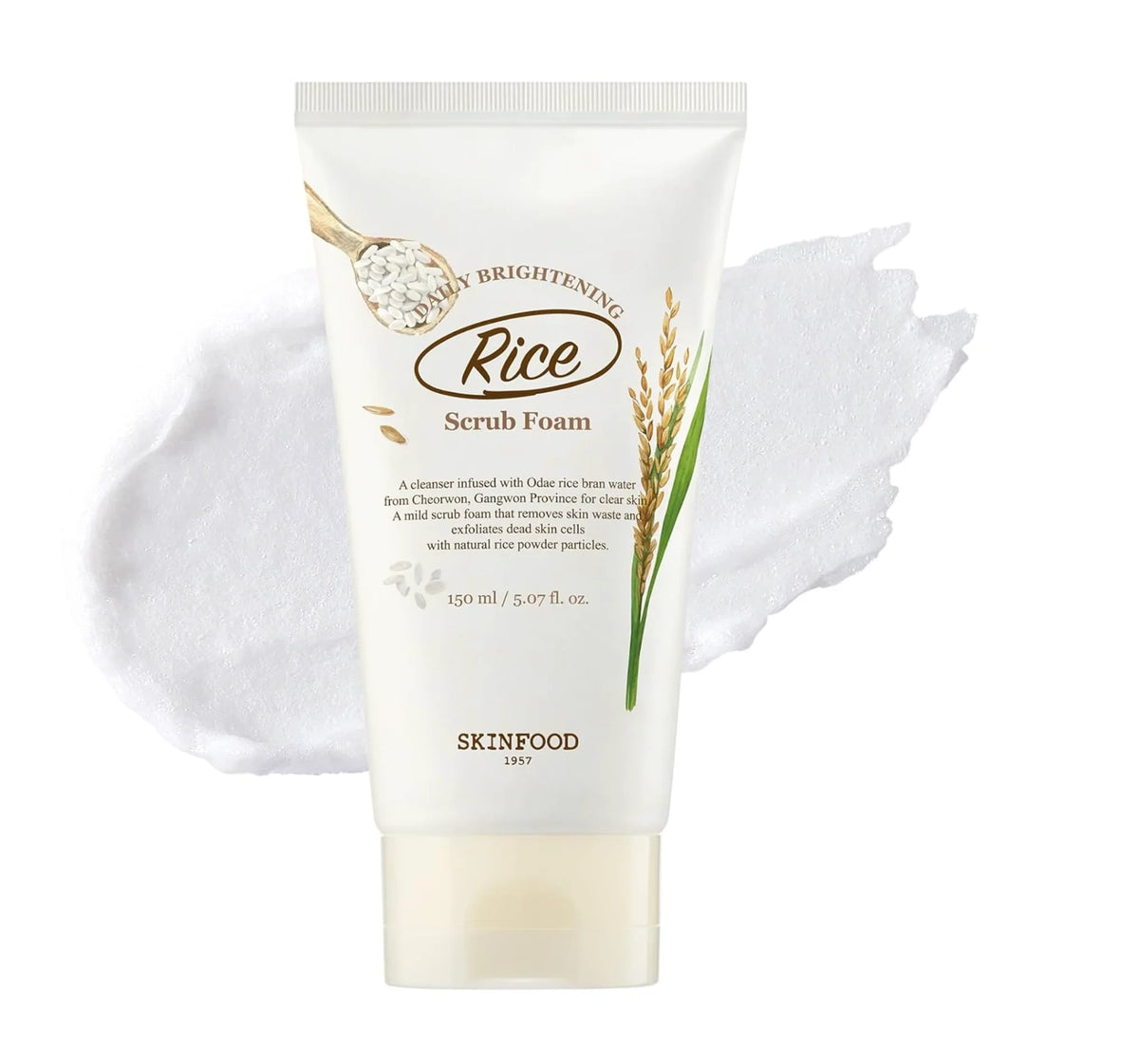 Skinfood Rice Daily Brightening Scrub Foam 150ml - Exfoliating & Radiance Cleanser