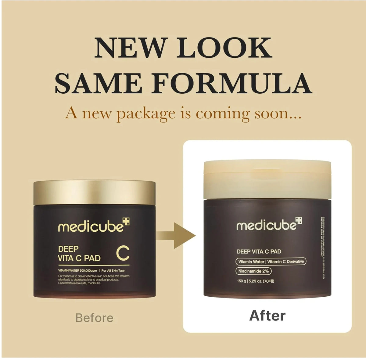 Medicube Deep Vita C Facial Toner Pads - 70 Sheets Brightening Toner Pads