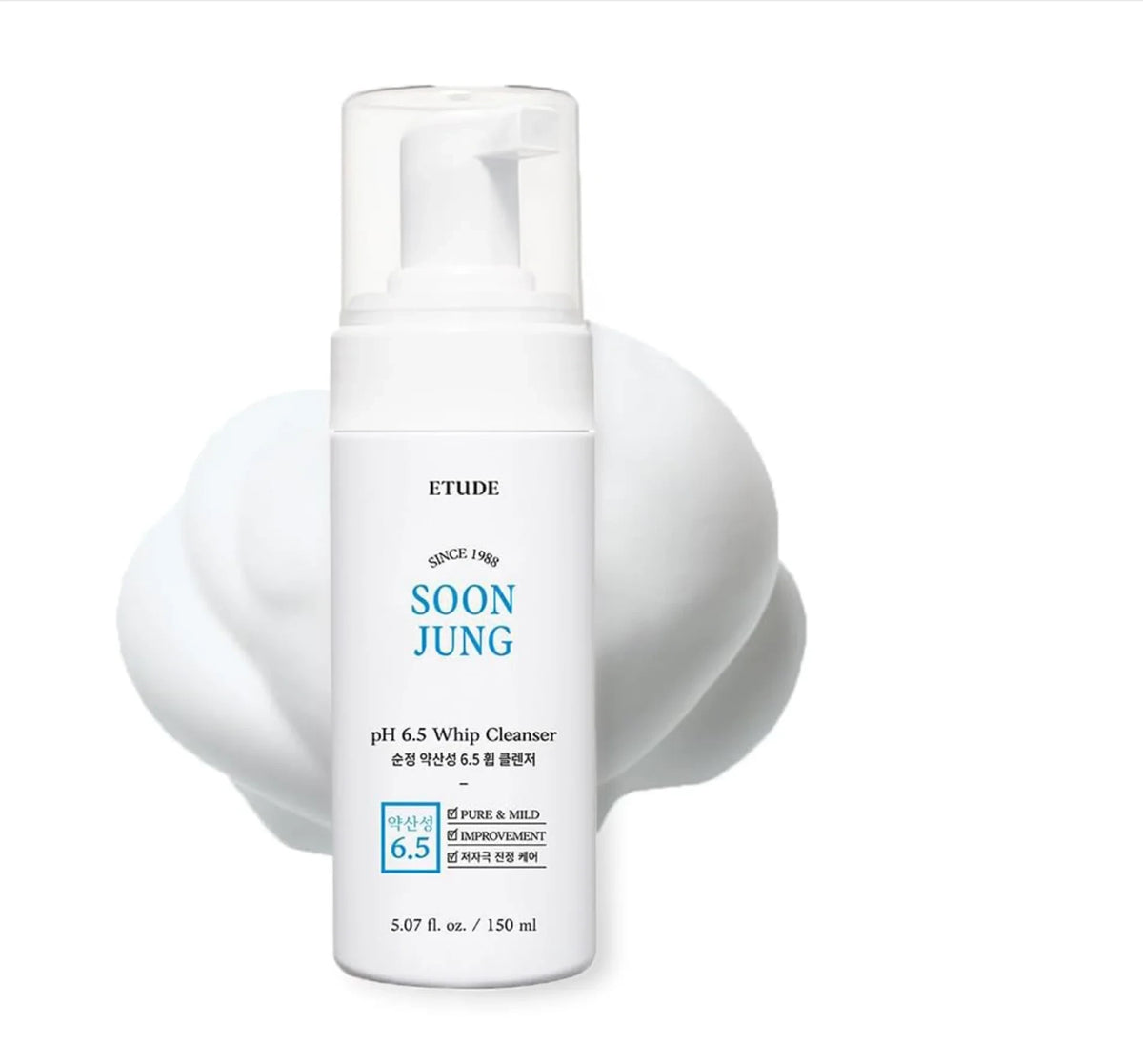 Etude House SoonJung pH 6.5 Whip Cleanser - Gentle Hypoallergenic Face Wash