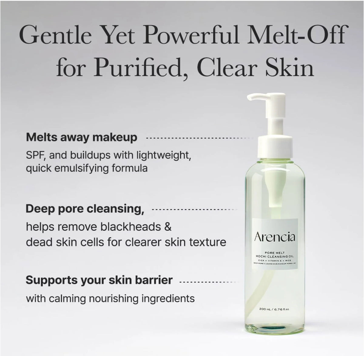 Arencia Pore Melt Mochi Cleansing Oil (200ml) – Deep Pore Makeup Remover & Blackhead Cleanser