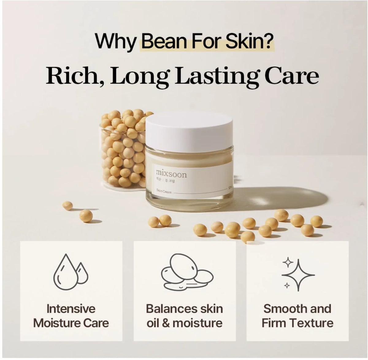 Mixsoon Bean Cream (50ml) – Deep Moisturizing Glass Skin Face Cream