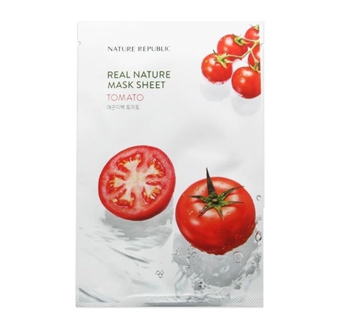 Nature Republic Real Nature Tomato Mask Sheet 23ml - Brightening, Hydrating & Clarifying Face Sheet Mask