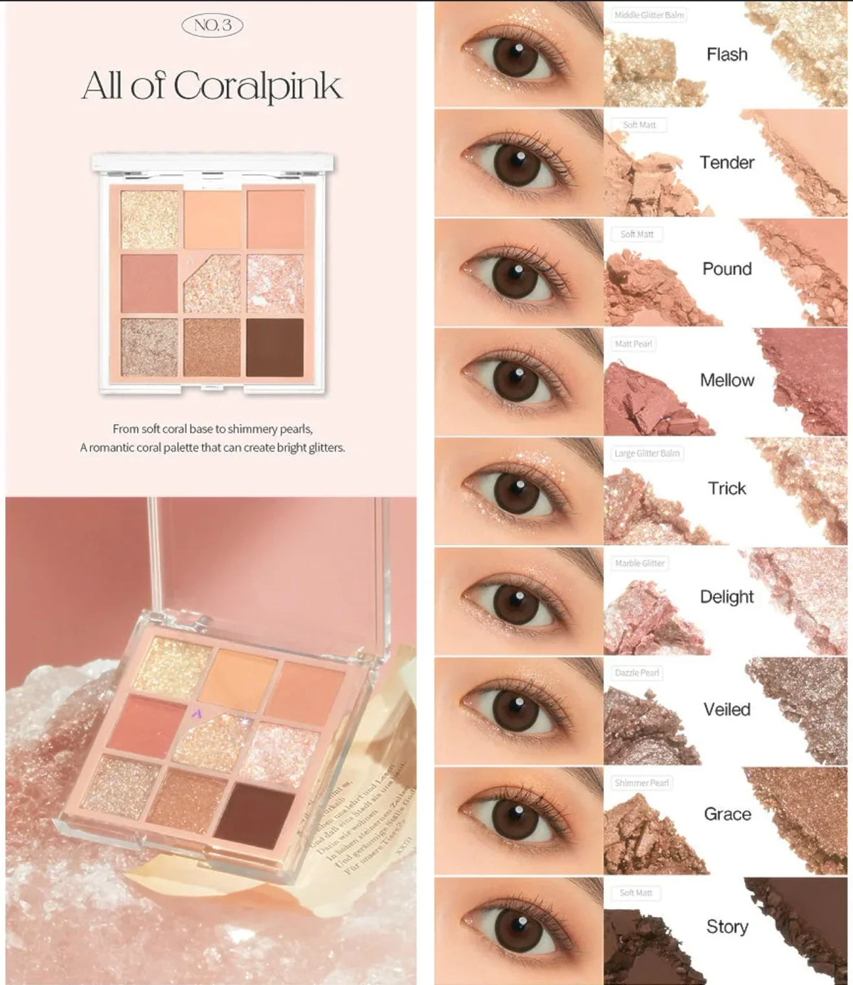 Unleashia Glitterpedia Eye Shadow Palette - N°3 All of Coralpink in Pakistan
