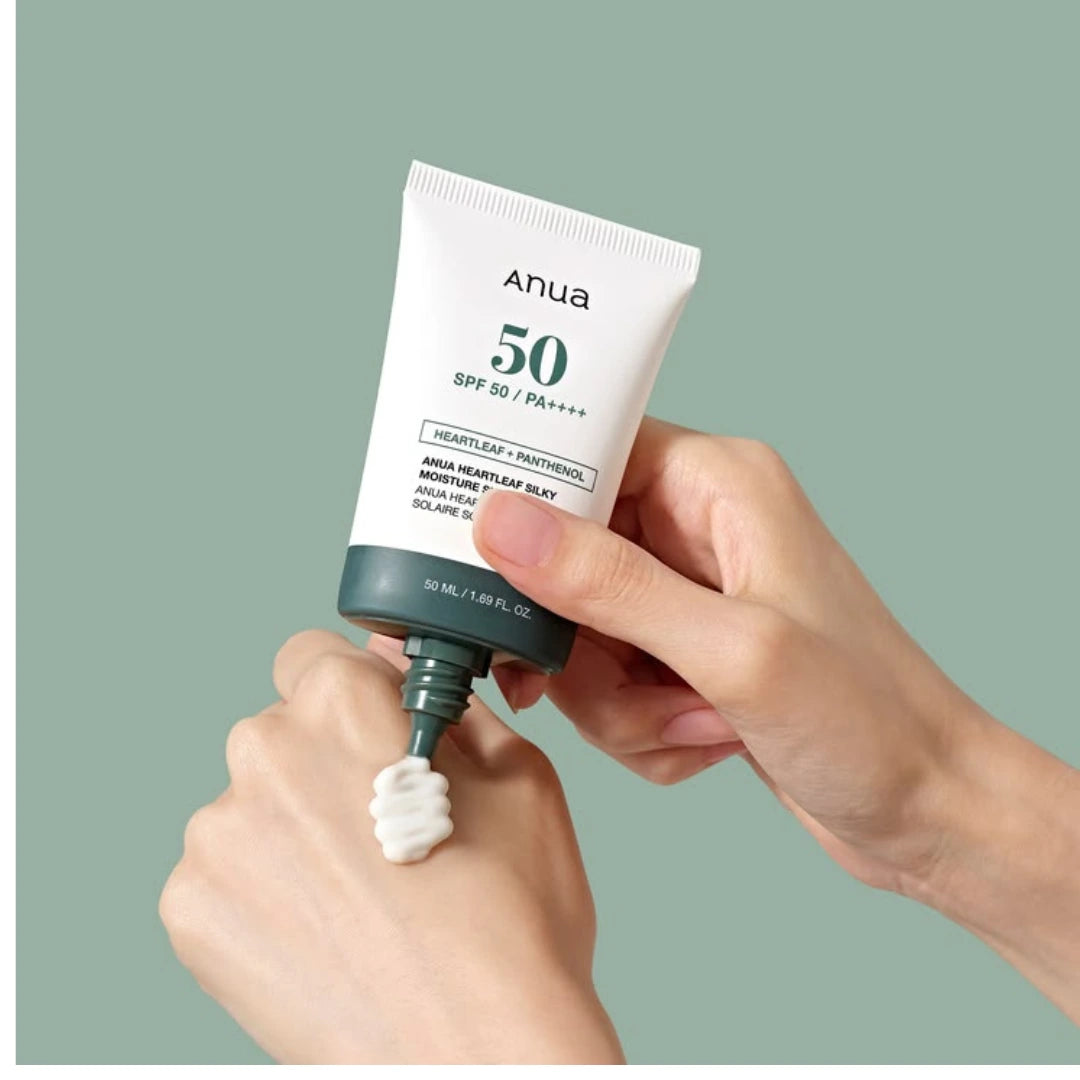 Anua Heartleaf Silky Moisture Sun Cream (Mini - 10ml) - Lightweight, Calming & Hydrating Travel-Size Sunscreen