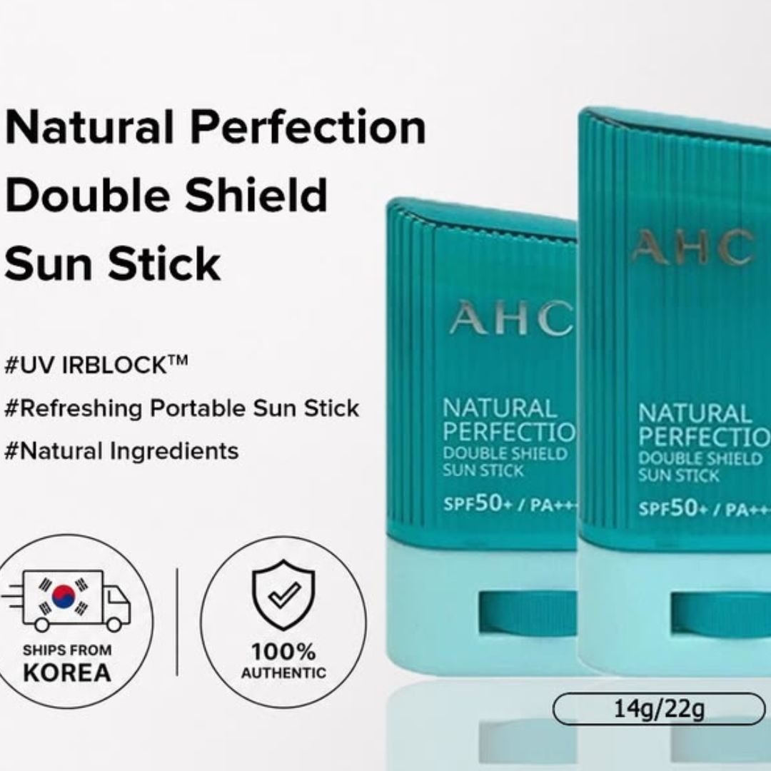 AHC Natural Perfection Double Shield Sun Stick SPF50+ PA++++ 22g - Anti-Aging, Fresh & Non-Sticky Sunscreen Stick