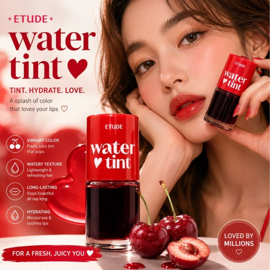 Etude House Dear Darling Water Tint (02 Cherry Ade) 9.5g - High-Pigment Hydrating Liquid Lip & Cheek Tint