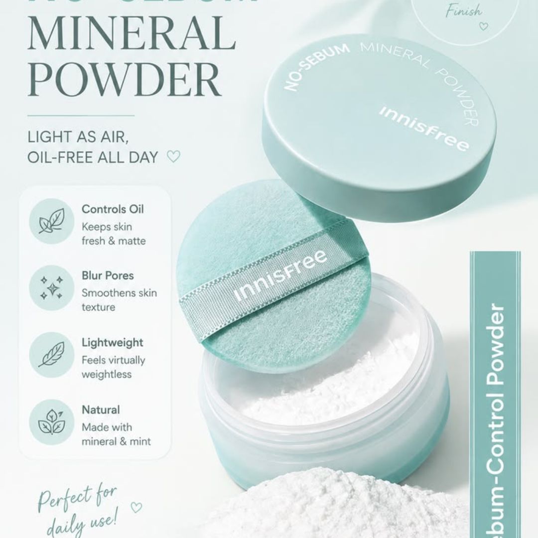 Innisfree No Sebum Mineral Powder 5g - Matte Oil-Control Loose Setting Powder