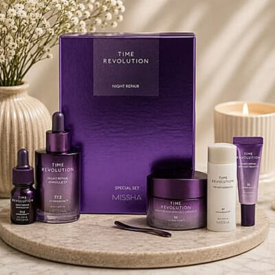 Missha Time Revolution Night Repair Special Set (3 Items) - Anti-Aging & Skin Renewal Luxury Skincare Kit