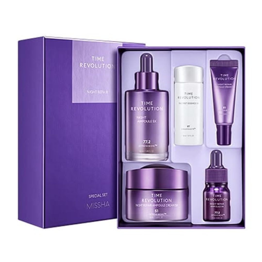 Missha Time Revolution Night Repair Special Set (3 Items) - Anti-Aging & Skin Renewal Luxury Skincare Kit