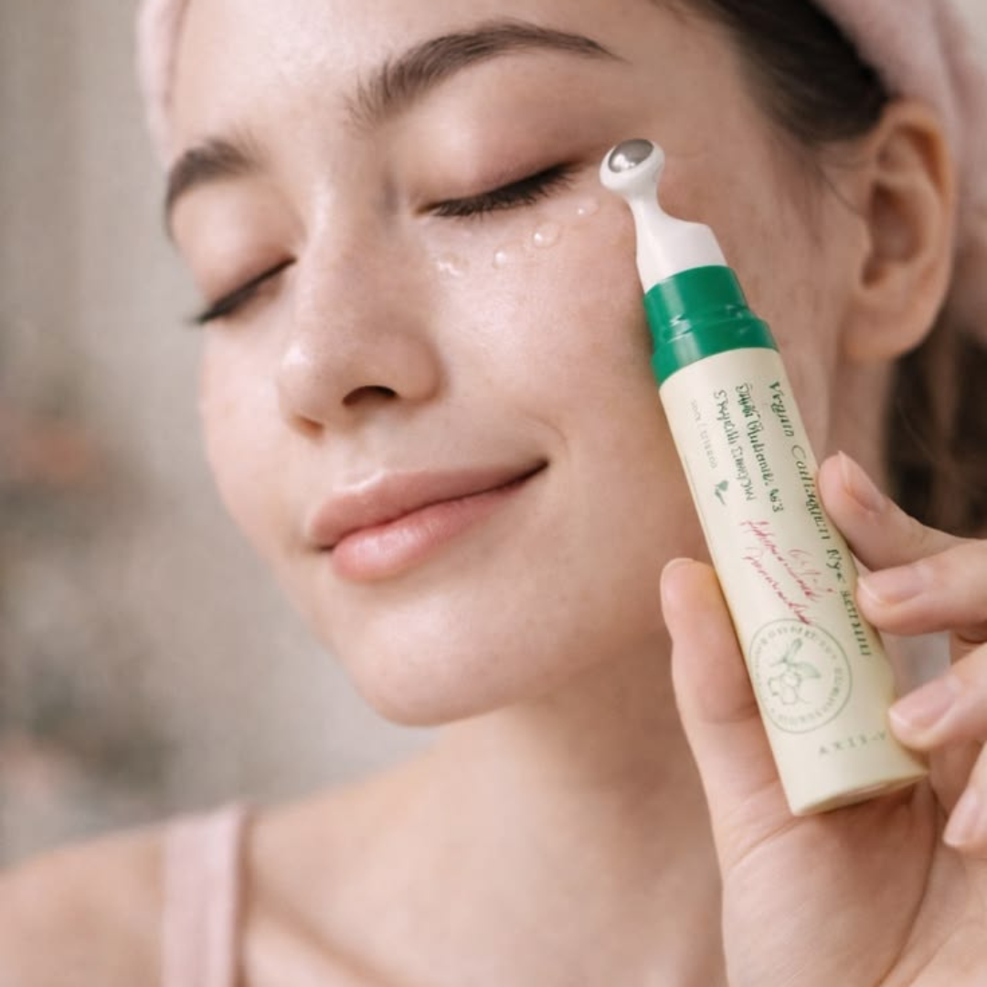 AXIS-Y Vegan Collagen Eye Serum 10ml - Anti-Wrinkle, Brightening & De-Puffing Eye Cream with Cool Touch Applicator