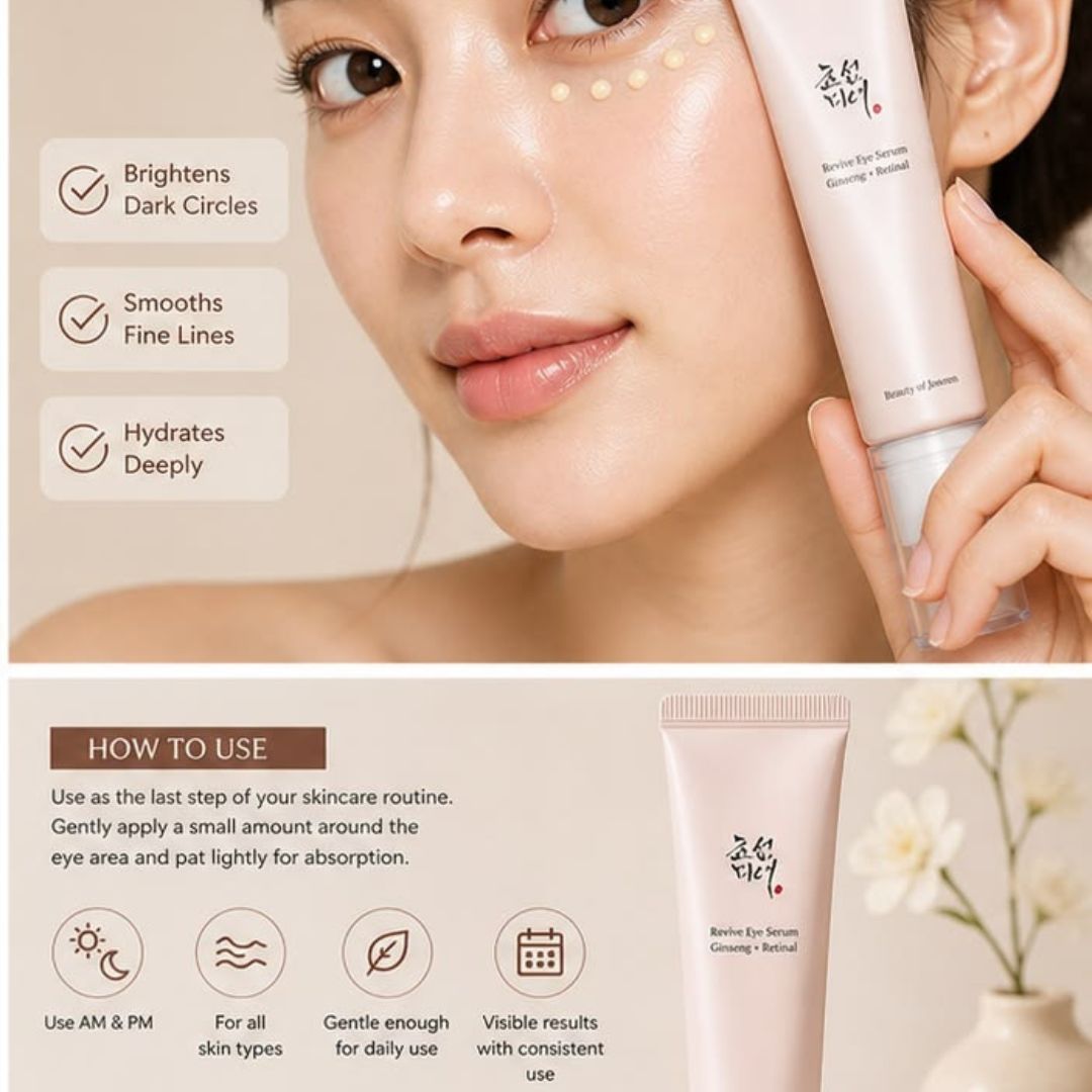 Beauty of Joseon Revive Eye Serum (Ginseng + Retinal) 30ml - Anti-Aging, Wrinkle Repair & Dark Circle Treatment