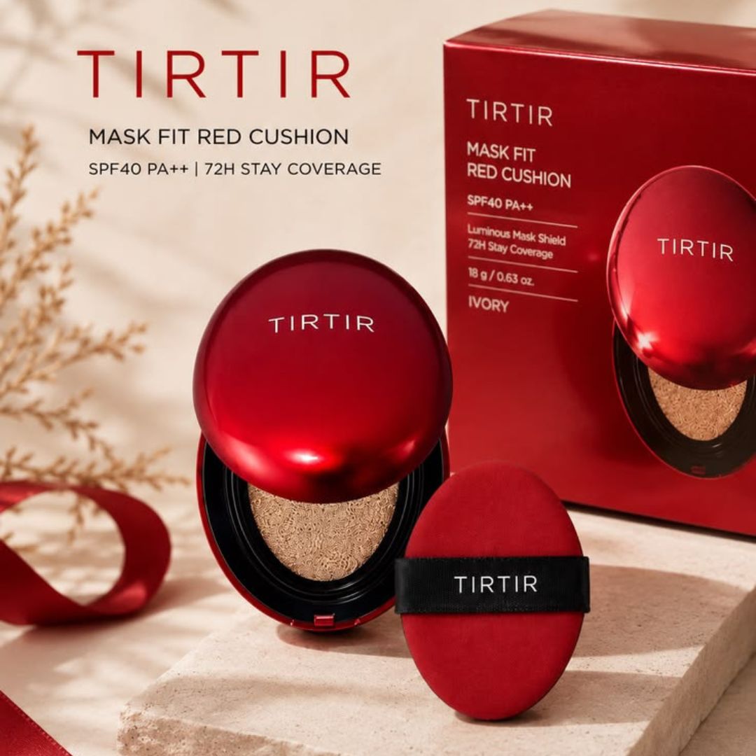 TIRTIR Mask Fit Red Cushion Mini (40N Cinnamon) - Long-Lasting, High Coverage Weightless Glow Foundation