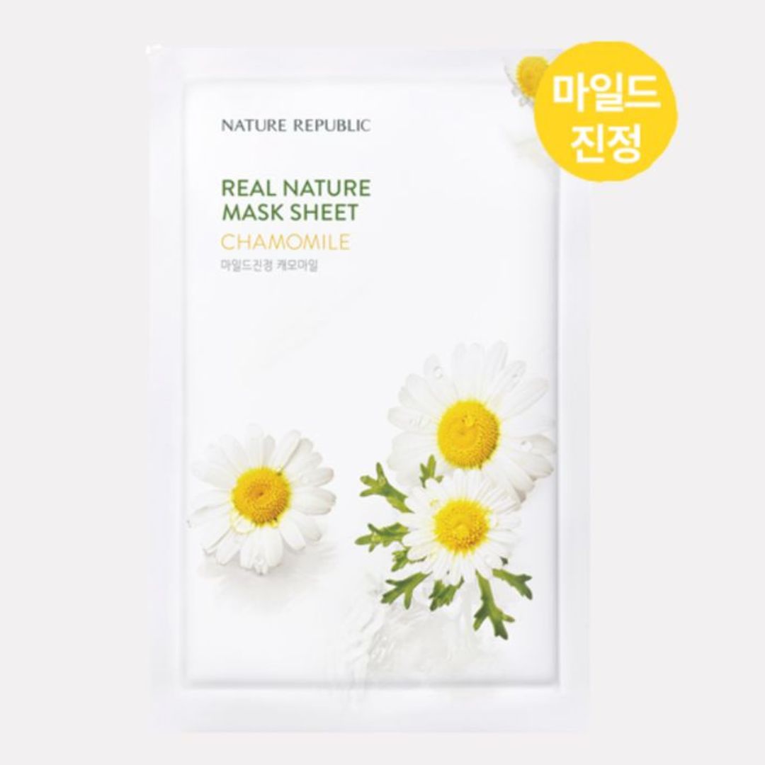 Nature Republic Real Nature Chamomile Mask Sheet 23ml - Calming, Soothing & Deeply Relaxing Face Sheet Mask