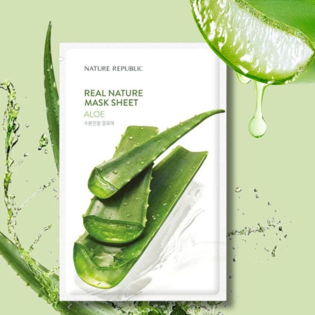 Nature Republic Real Nature Aloe Mask Sheet 23ml - Soothing, Intensely Hydrating & Calming Face Sheet Mask
