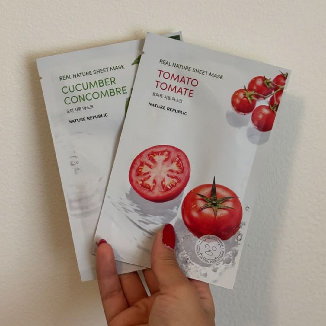 Nature Republic Real Nature Tomato Mask Sheet 23ml - Brightening, Hydrating & Clarifying Face Sheet Mask