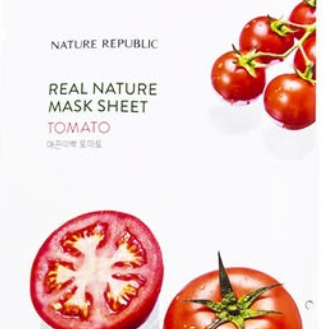 Nature Republic Real Nature Tomato Mask Sheet 23ml - Brightening, Hydrating & Clarifying Face Sheet Mask