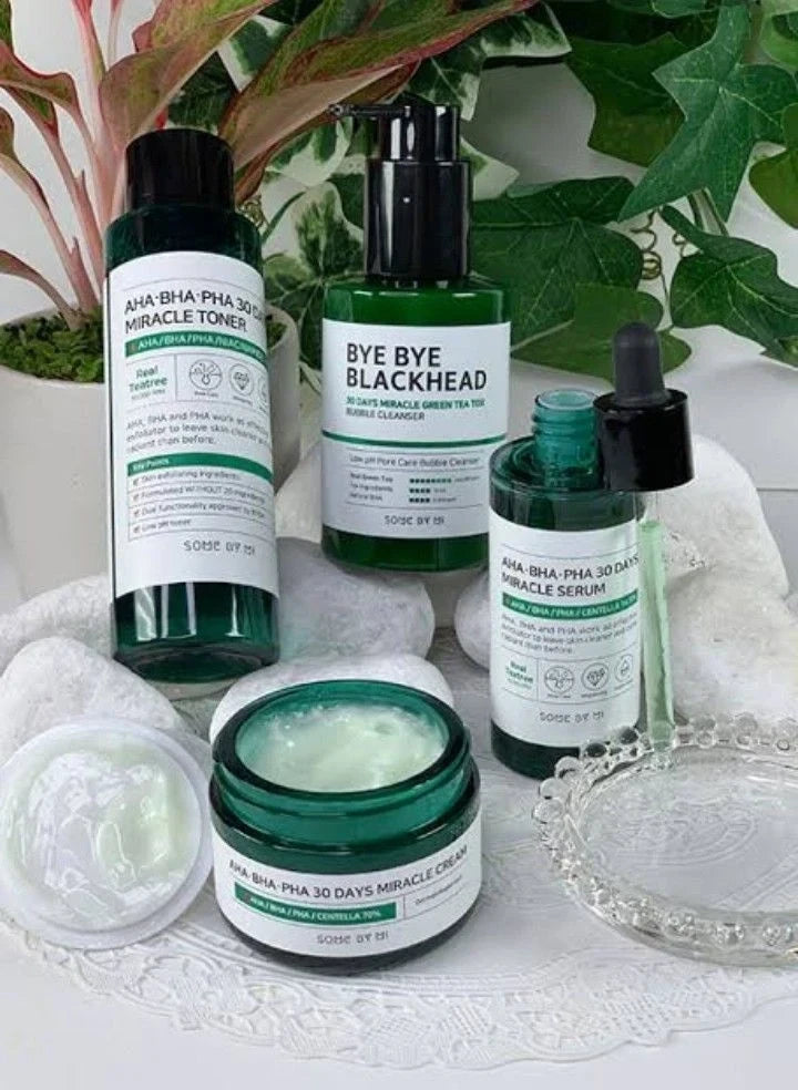 Some By Mi AHA BHA PHA 30 Days Miracle AC SOS Kit (4 Items) - Anti-Acne & Clear Skin Travel Starter Set