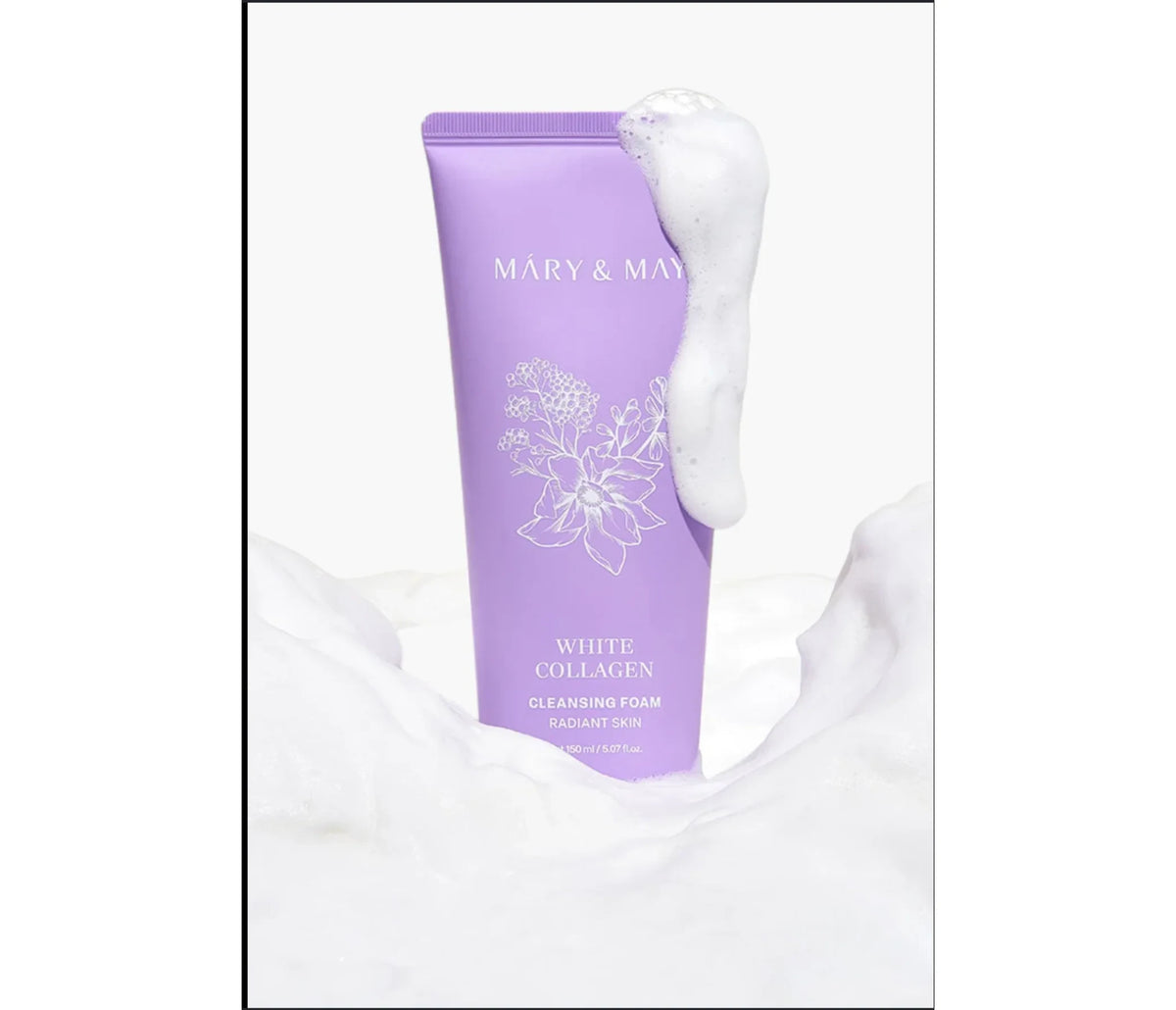 Mary & May White Collagen Cleansing Foam (150ml) – Brightening & Firming Daily Cleanser
